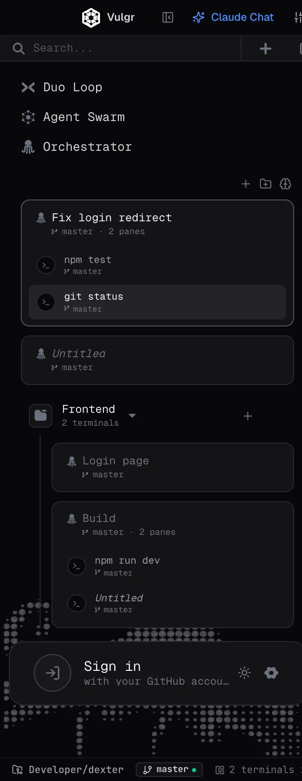 Sidebar with session groups